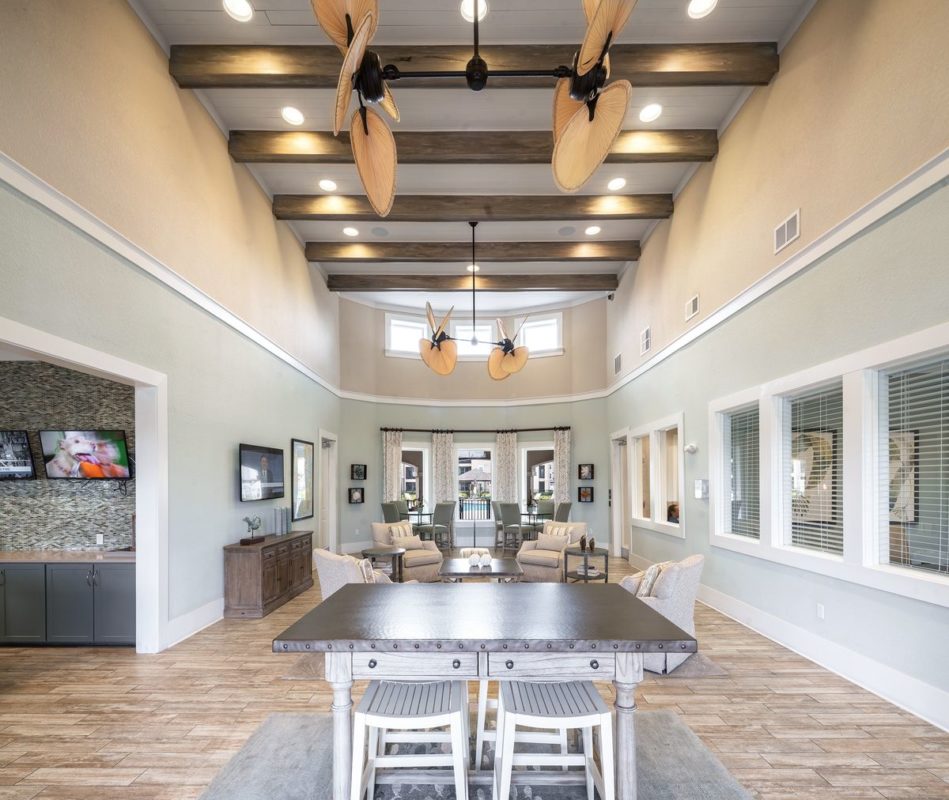 Clubhouse with leasing offices, waiting areas, and coffee cafe access